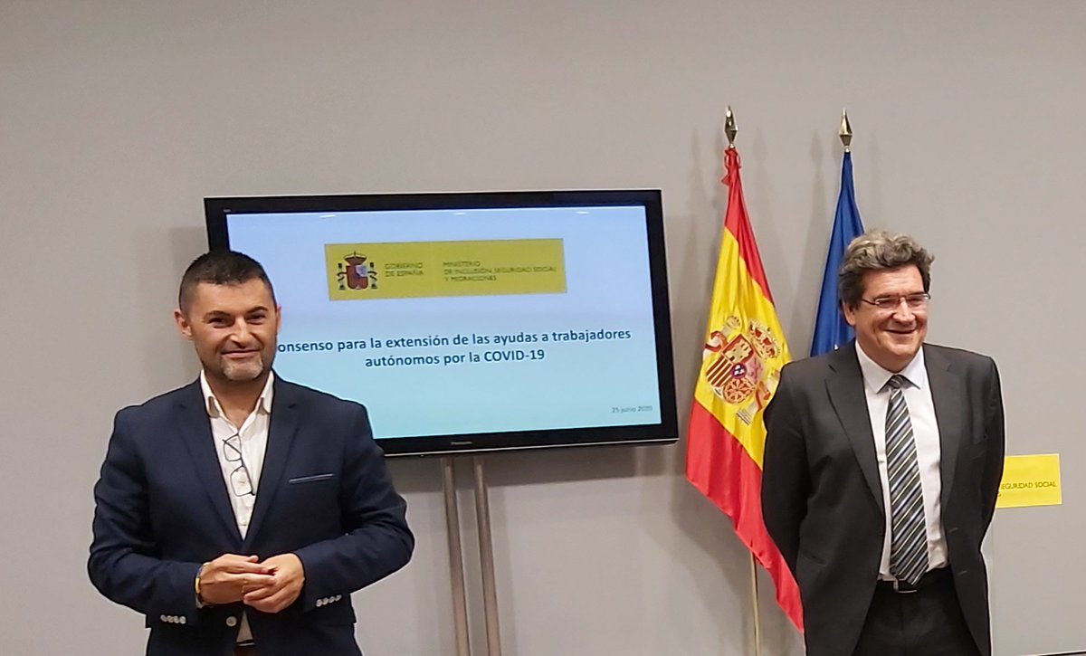 upta_es's tweet photo. @upta_es 🔴@EDUARDOABADSABA "Finalmente hemos alcanzado acuerdo definitivo con el Gobierno para prorrogar el cese de actividad para trabajadores #autónomos, sólo con trabajo y diálogo se alcanzan acuerdos, nuestra máxima es garantizar la protección de los que más lo necesitan " https://t.co/kZpouY1YnG