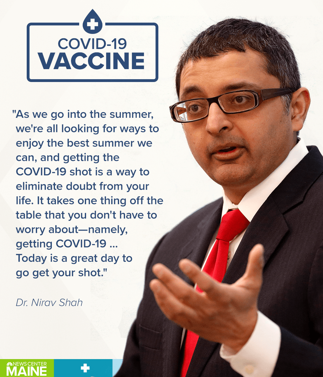 newscentermaine's tweet photo. Shah said the decreasing positivity rate is a reflection of what appears to be lower levels of COVID circulating in the state, thanks in part due to the high rate of vaccinations. 

"Today is a great day to go get your shot," @nirav_mainecdc said during the briefing on Wednesday. https://t.co/RjqOeODy5d
