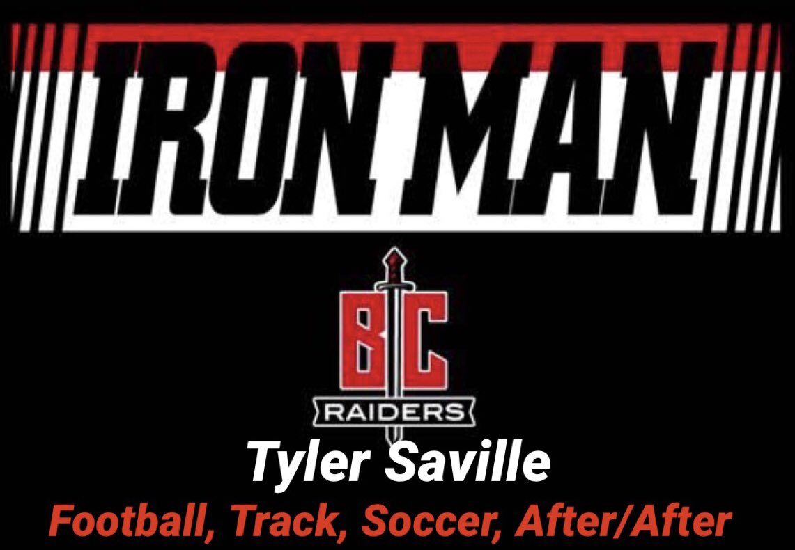 Tyler Saville has earned the @AthleticsBCMS Iron Man Award. Tyler kept getting better and better throughout the year. To see his confidence grow this year has been amazing. Way to out work the competition all year Tyler! @BcmsRaiders