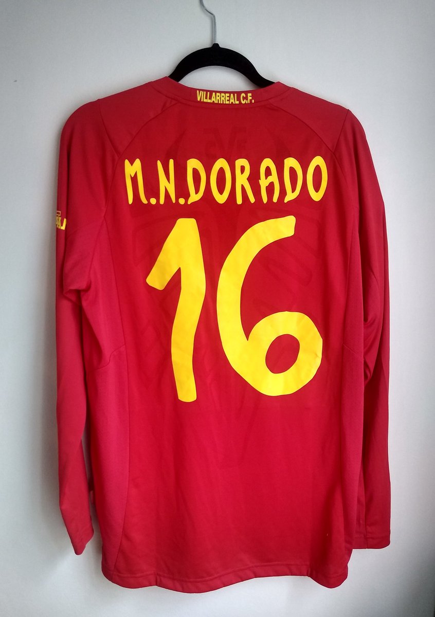 FootballFont's tweet photo. Supporting El Submarino Amarillo tonight in #VILMUN. Shirt #16 in my collection is this Villarreal away shirt, with the funky Salvador Dali font. https://t.co/QFLzaieVBw