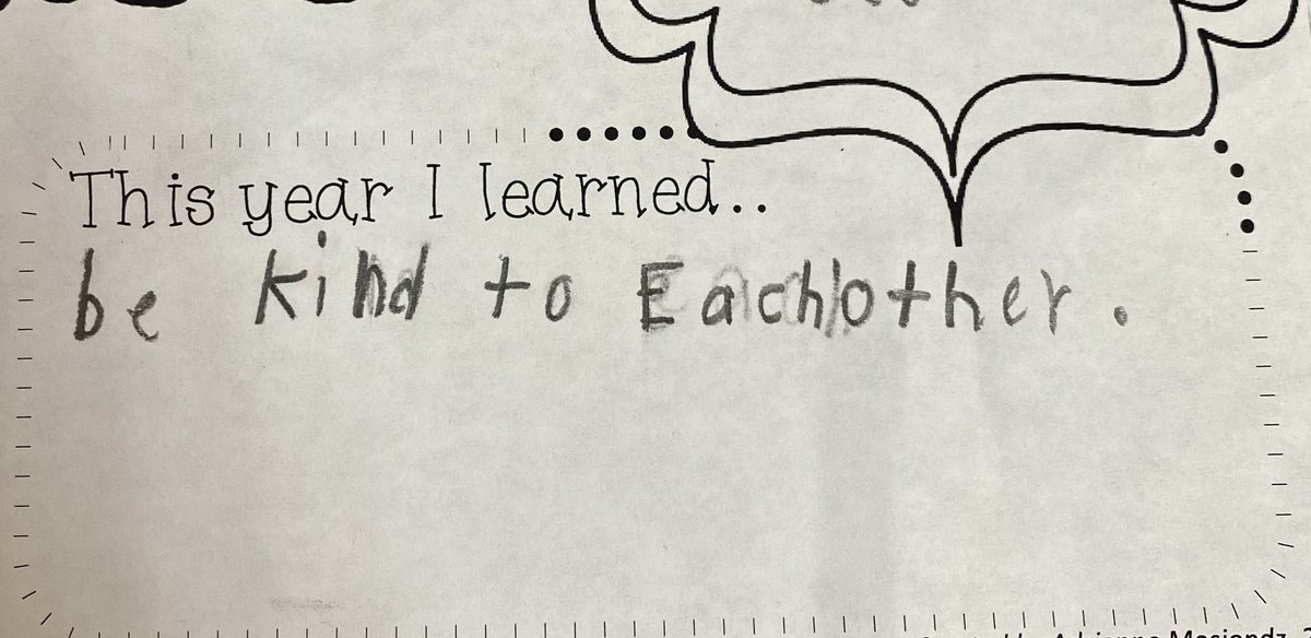 MsLoBosco's tweet photo. I loved reading what all of my students learned this year, but this one may be my favorite ❤️ #BeKindAlways @GGEseagulls https://t.co/1HaigZFt0i