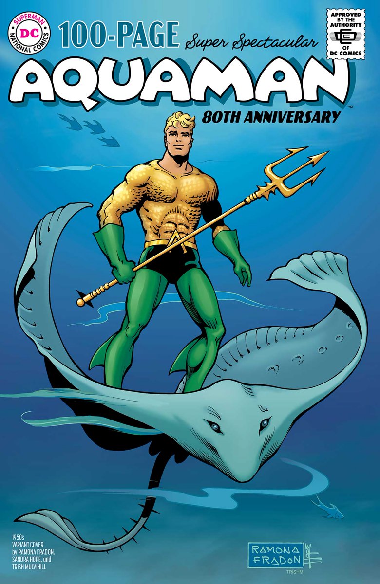 AquamanUniverse's tweet photo. We're Not Worthy: Aquaman 80th Anniversary Super-Spectacular 1950's Variant by living legend Ramona Fradon! 🔱 https://t.co/c7ddQmYrB0