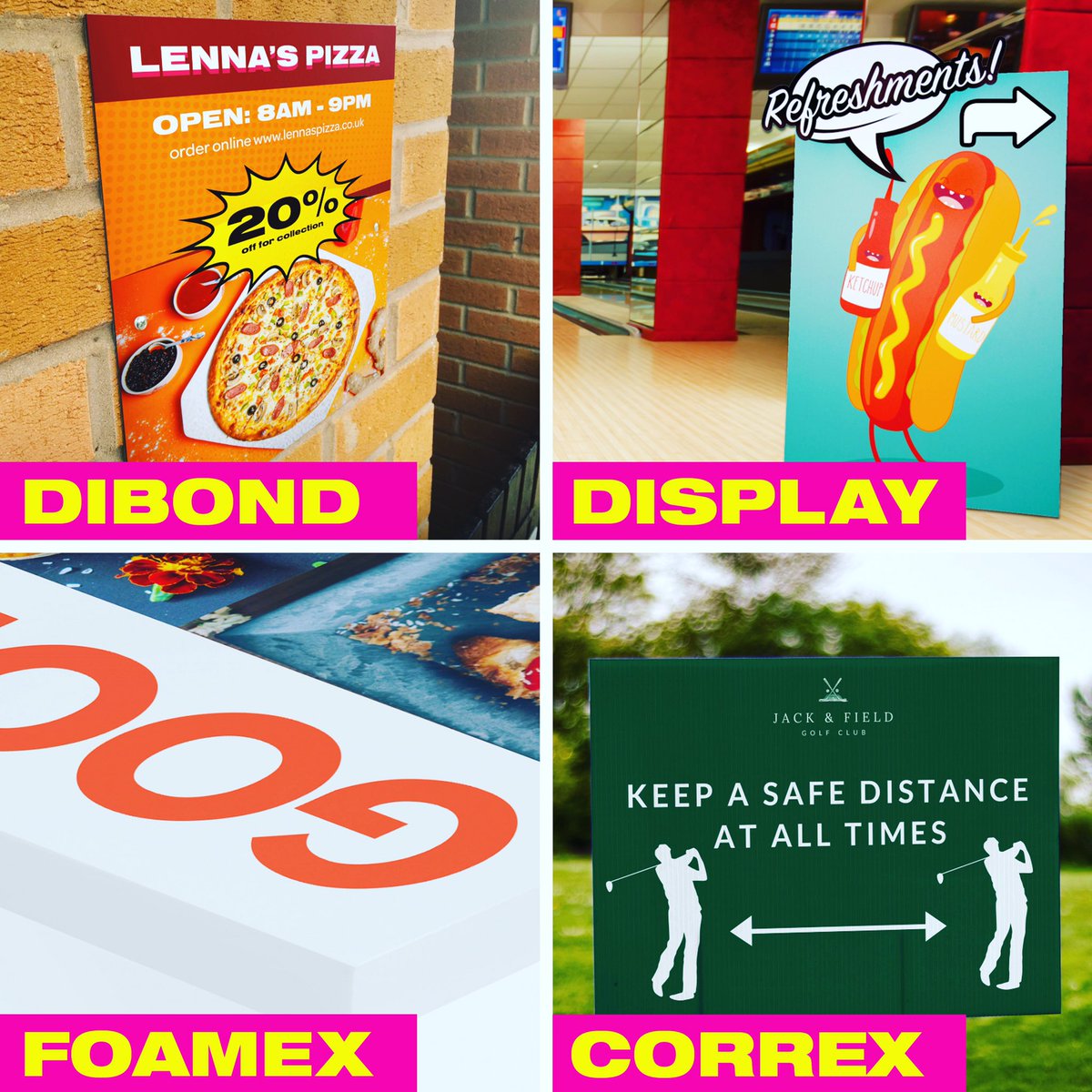 When it comes to signage and boards, we've got you covered!

We have solutions for indoor and outdoor use, lightweight to
heavy-duty and in custom sizes and shapes.

All products are available with
pre-drilled holes in corners.