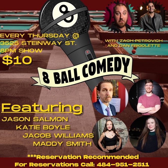 Tomorrow at #steinwaybilliards @JSalmonComedy @MrJacobWilliams @ZachyPeanuts @katieboylecomic and special<a href="/tag/steinwaybilliards"class="tags">#steinwaybilliards</a><a class="tags" target="_blank" title="On Twitter" href="/?out=eyJ0eXAiOiJKV1QiLCJhbGciOiJIUzUxMiJ9.eyJpYXQiOjE3MjQwNzQ3MDEsImlzcyI6InR3cG9ybnN0YXJzLmNvbSIsIm5iZiI6MTcyNDA3NDcwMSwiZXhwIjoxNzU1NjEwNzAxLCJyZWRpcmVjdF91cmwiOiJodHRwczovL3R3aXR0ZXIuY29tL0pTYWxtb25Db21lZHkifQ.3jGZs_k1R8PiFWpMpiuCeh8conMfj1Zx-gEkq2LyuDV1Y-gA9PifxAqNSLjyQCu5HMtNAiOyFMTH_yHDkxCF-w">@JSalmonComedy</a>
