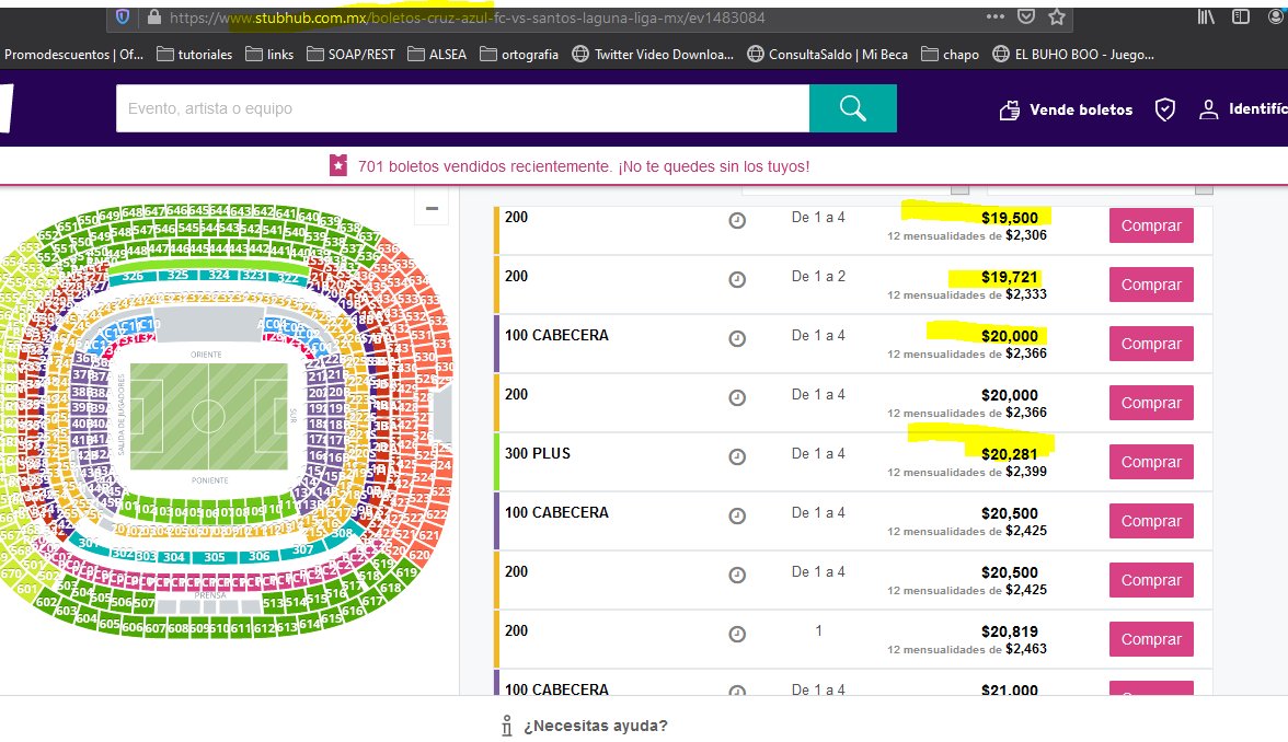 jorartur's tweet photo. @Profeco @AtencionProfeco esto es un abuso los boletos los están revendiendo carisimos y en #ticketmaster ya no hay para el partido de vuelta de la #LigaBBVAMX  del @CruzAzul https://t.co/gQmW0PcjIA