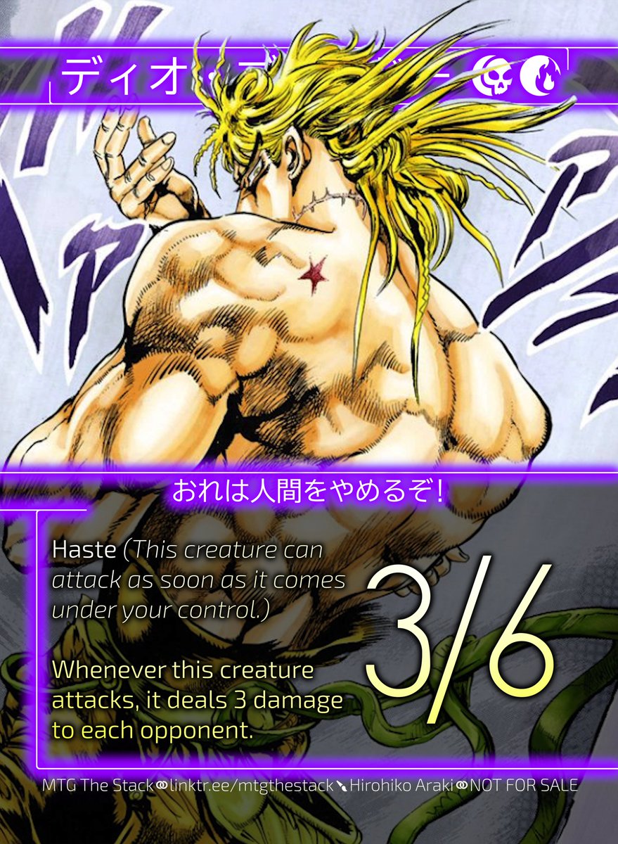mtg_stack's tweet photo. I was surprised when looking up Awaken the Blood Avatar to find other people making JoJo References in their custom tokens, so here's the bit Adrian had me do on a whim a few videos ago.

A shame the rest of the gang is in love with the show and I know nothing about it, lol https://t.co/e2kwkCFr1V