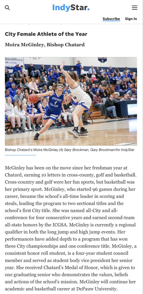 Congratulations to Moira McGinley on being recognized as City Athlete of the Year! Well deserved award for an outstanding young lady!