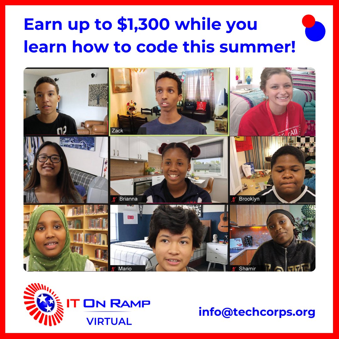 techcorpsus's tweet photo. The deadline is fast approaching for Franklin County high school students who are #Ready2earn up to $1,300 and learn about coding and tech careers. IT On Ramp @FranklinCoJFS . For more information and to see if your child qualifies, call TECH CORPS or email info@techcorps.org. https://t.co/idCvnW1rgX