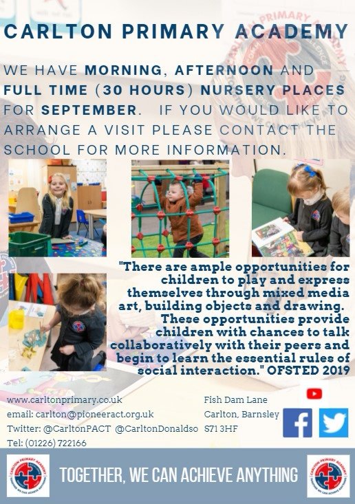 Mr_Steadman's tweet photo. Please share with anyone who you feel would be interested. A very special place for any child to learn in their early years. #community #respect #excellence #pride @CarltonDonaldso https://t.co/SusBwfTdSm
