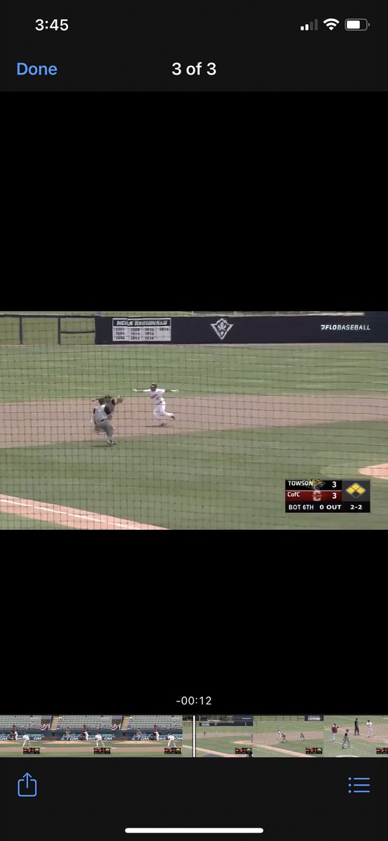 So apparently this is interference/obstruction today in the <a href="/CofCBaseball/">Charleston Baseball</a> game. The runner wasn’t close as you can see the ball running off the glove of the fielder. <a href="/CAASports/">Coastal Athletic Association</a> this should not have happened. Changed the game.