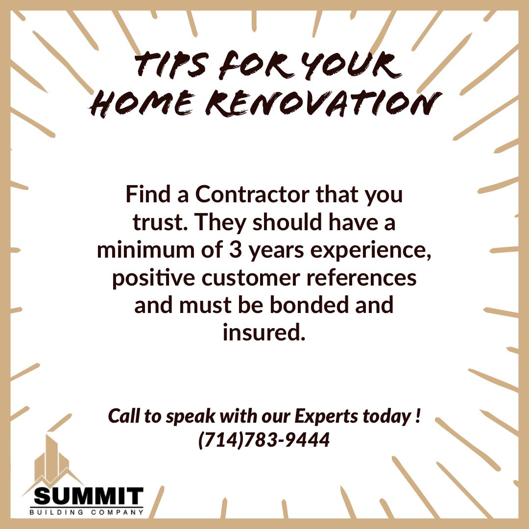 Summit_buildco's tweet photo. Tip #3

When looking for a contractor these tips are here to help you find someone you feel comfortable with and can communicate with !🤝

#construction #renovation #remodel #contractor #insurance #bonded https://t.co/XewG5WMMvY