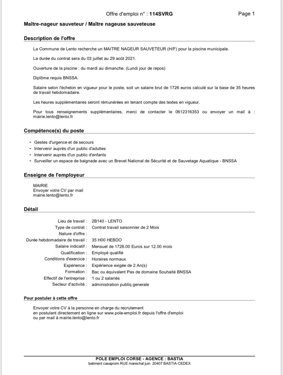 GaspariJean's tweet photo. La mairie de Lento recrute. Hébergement pris en charge. Nous contacter. https://t.co/ig7i6OsRzZ