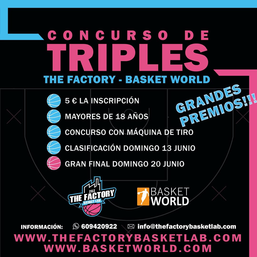 ThefactoryBl's tweet photo. Ves calentando muñeca!!!! Ya está aquí el primer concurso de triples @ThefactoryBl @basketworldst .
Concurso mixto para mayores de 18. Los cuatro mejores triplistas tienen premio!!!! Te animas??? #concursodetriples #Baloncesto #basket #thefactorybasketlab #triples #Zaragoza https://t.co/mjLrbpfAhB