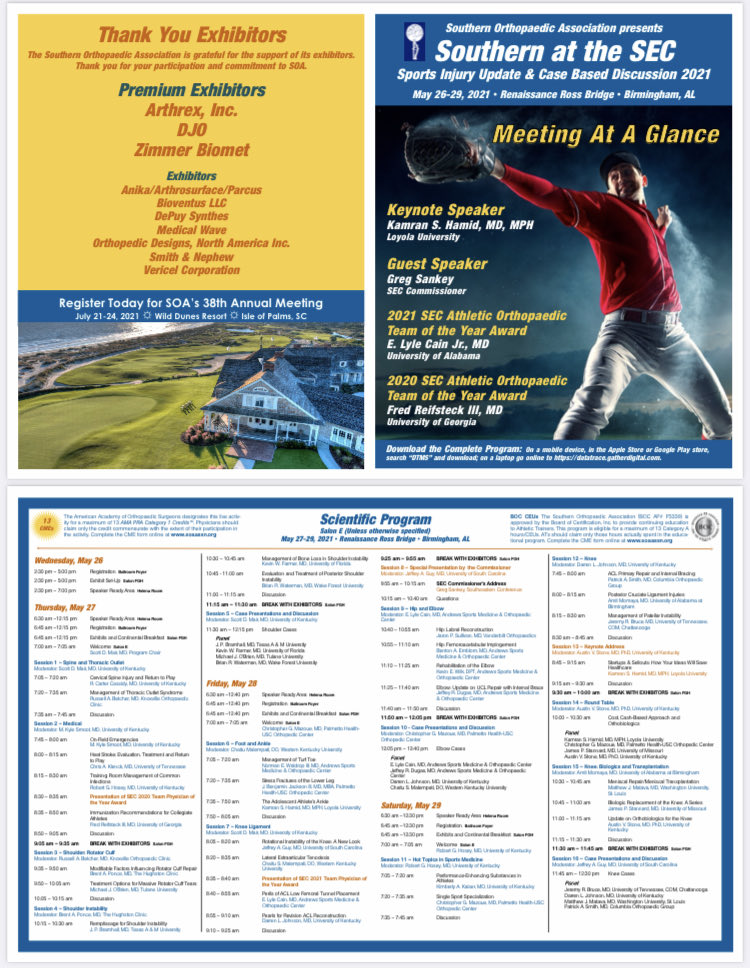 Excited for this weekend’s conference! Lots of great speakers in Birmingham including my two fellowship mentors - <a href="/darrenjohnsonmd/">darrenjohnsonmd</a> and <a href="/smair2/">Scott Mair</a> and many other <a href="/uk_ortho/">UK Orthopaedic Surgery & Sports Medicine</a> faculty. <a href="/southernortho1/">Southern Orthopaedic Association</a> <a href="/UnionGeneralSMP/">Union General Sports Medicine</a> #Lifelonglearning