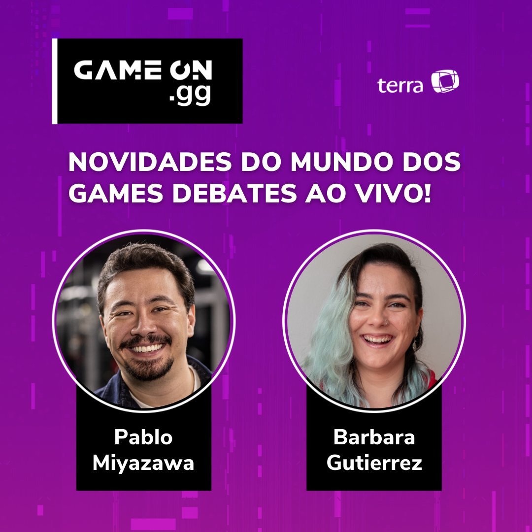 TerraGameOn's tweet photo. Está chegando o Game https://t.co/W9TKh3p4Ad, nova live semanal com @bahgutierrez e @pablomiyazawa!
Estreia na quinta, 26 de maio!
#terrabrasil #terragameon #gamesBR https://t.co/ASlQTOi7rA