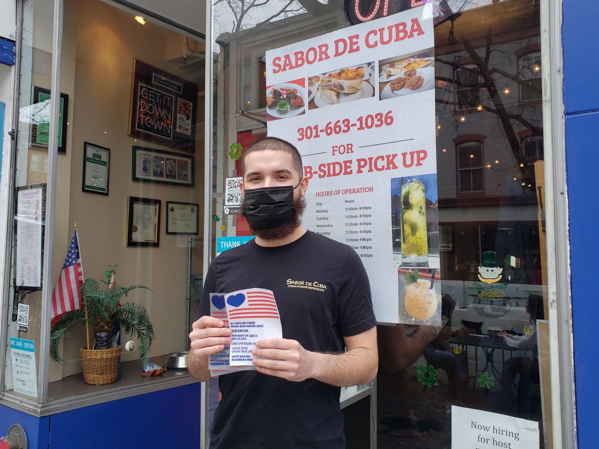 HRC_FredCo's tweet photo. We are excited to add Edwin from #SaborDeCuba to the HRC's "Hate Has No Business Here" campaign in Frederick! Our campaign against hate &amp; indifference is  spreading across both Patrick &amp; Market Streets. Leave us a comment below so your business can join too! #frederickhhnbh https://t.co/tM2NESIuJF