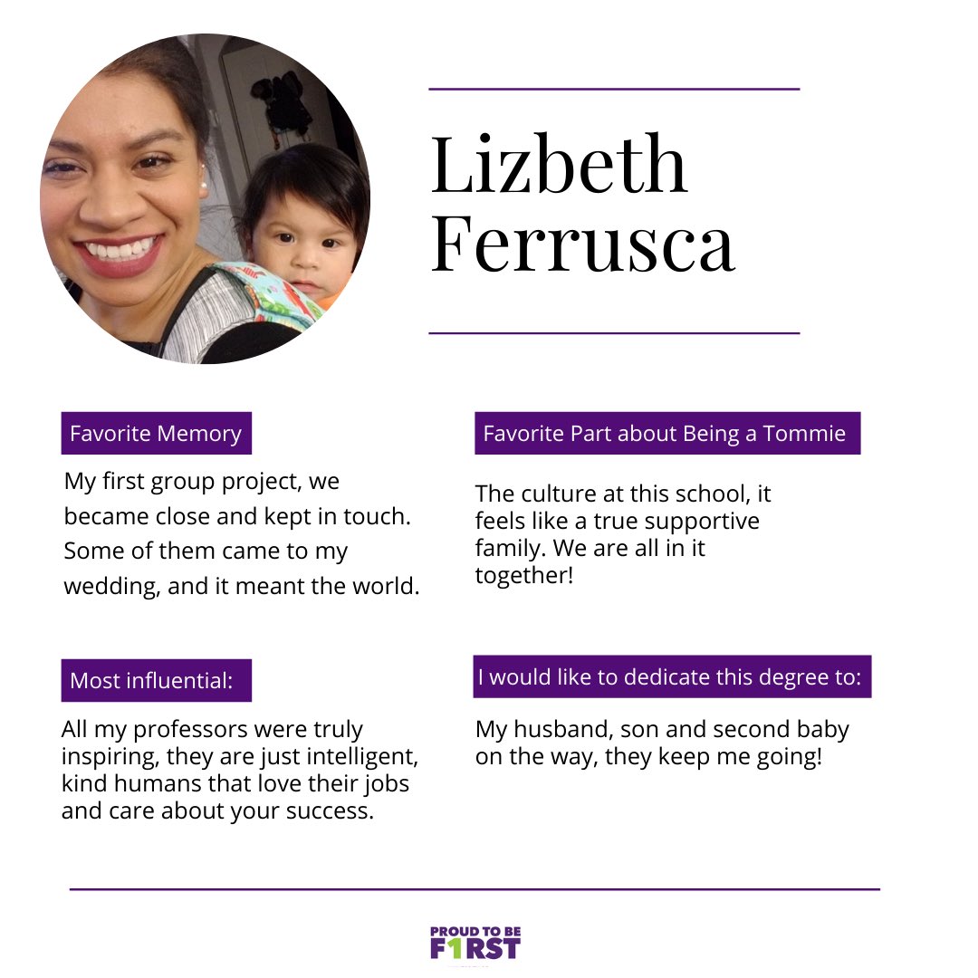 USTAchieve's tweet image. Grad Spotlight 🎉 Lizbeth’s advice for First-Gen Tommies is “Don’t be afraid to be different” Congratulations Lizbeth 💚 Are you a first-Gen Tommie grad? Click on our 🔗 in bio to be featured! We are so proud of you!!
#FirstGenGrads #Congrats #PTBF