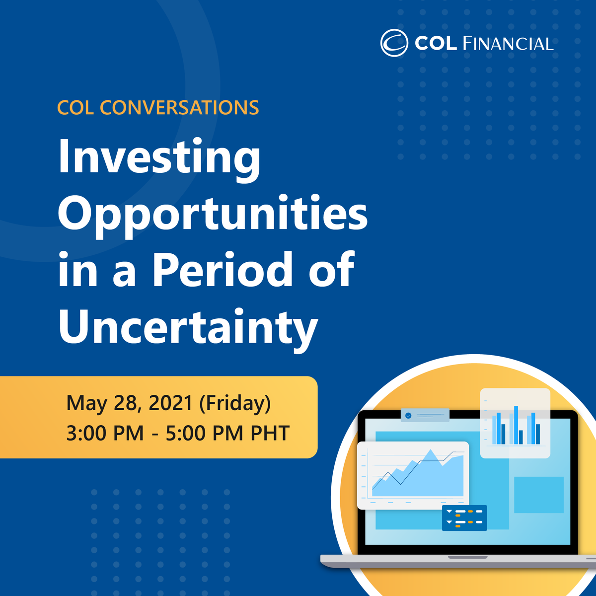 colfinancial's tweet photo. Don't miss our LIVE COL Conversations webinar this Friday, 3PM: https://t.co/dkDJ9Demv3
#COLconversations #COLFinancial #COLFundSource #mutualfundsph #PSEi https://t.co/rch6nhO3wQ