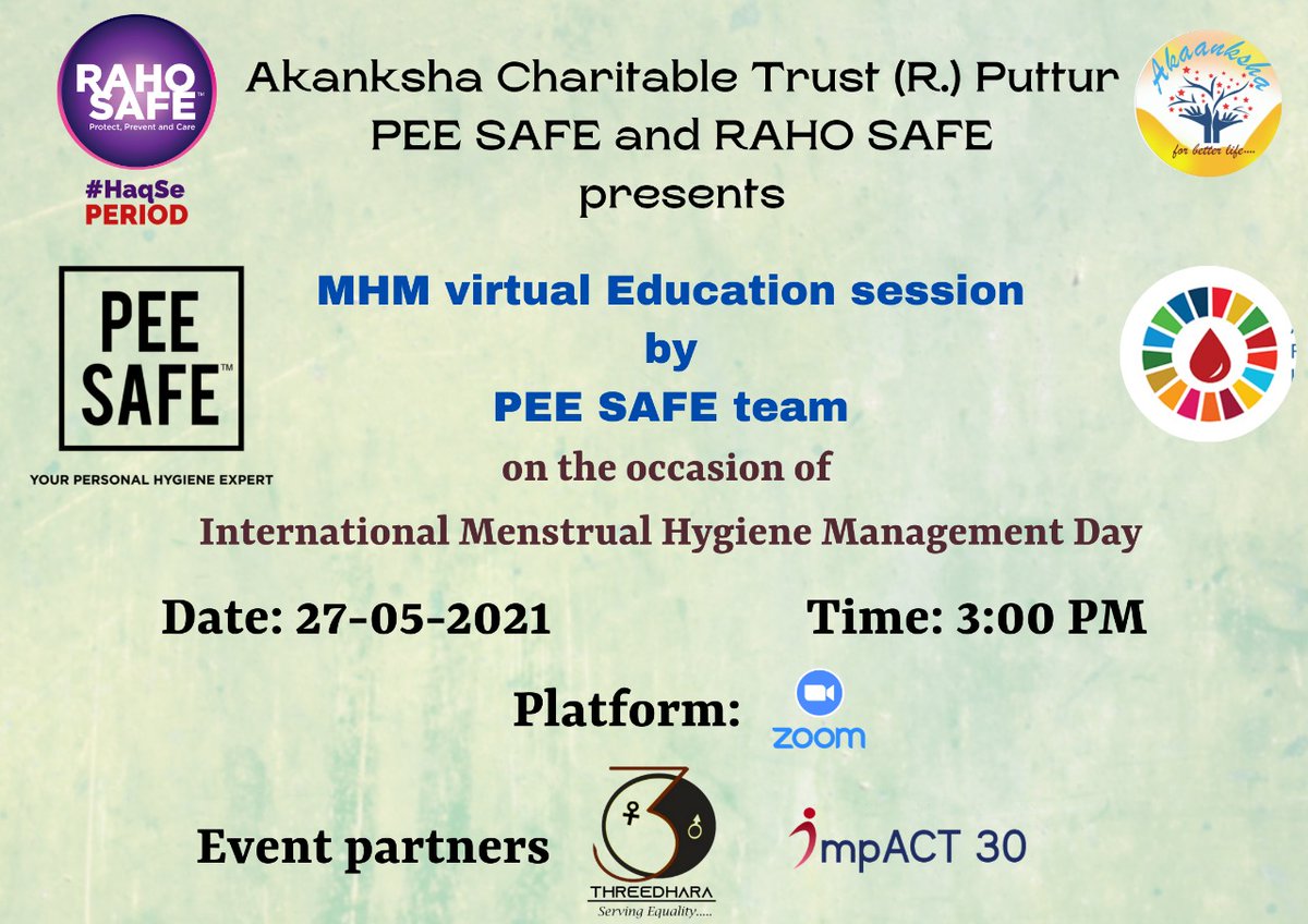 akanksha_trust's tweet photo. Team ACT with PEE SAFE &amp; RAHO SAFE presents

"MHM Virtual Education session"
by PEE SAFE team🤩

Let's understand more about menstruation 
@peesafe @rahosafein @haqseperiod 
.
.
.
#act #time_to_act #impACT30 #ngo #peesafe #rahosafe #haqseperiod #menstruation #periods #letstalk https://t.co/a9XhAE5XRm