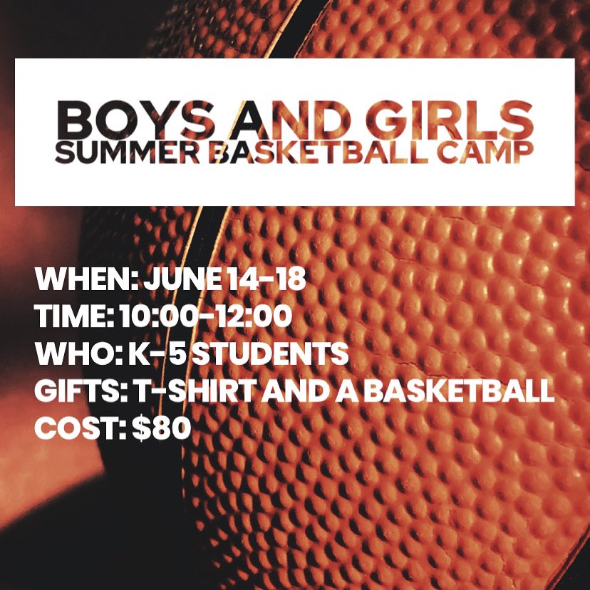 CAIGirlsBball's tweet photo. Incoming kindergarten - fifth graders are welcome at our Christian Academy summer basketball camp. They do not have to attend CAI to be able to come. To register, please visit the CAI athletics website and click on the Sports Camps page. Email ccasey@caschools.us with questions. https://t.co/K4TGGthWyz