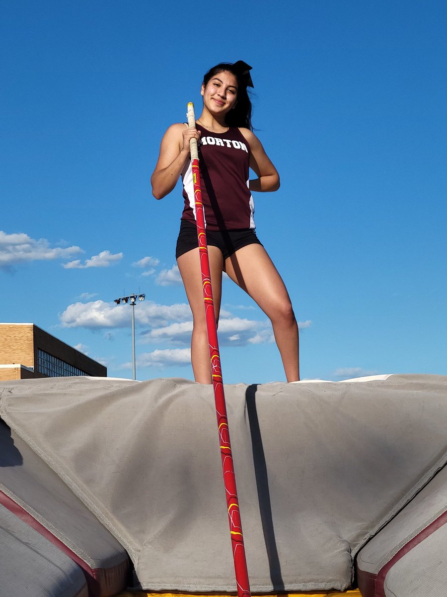 High Flying Mustang Lisette Heredia breaks the West Suburban Gold Conference record in the Pole Vault. #MortonPride <a href="/Morton201/">Morton 201</a>