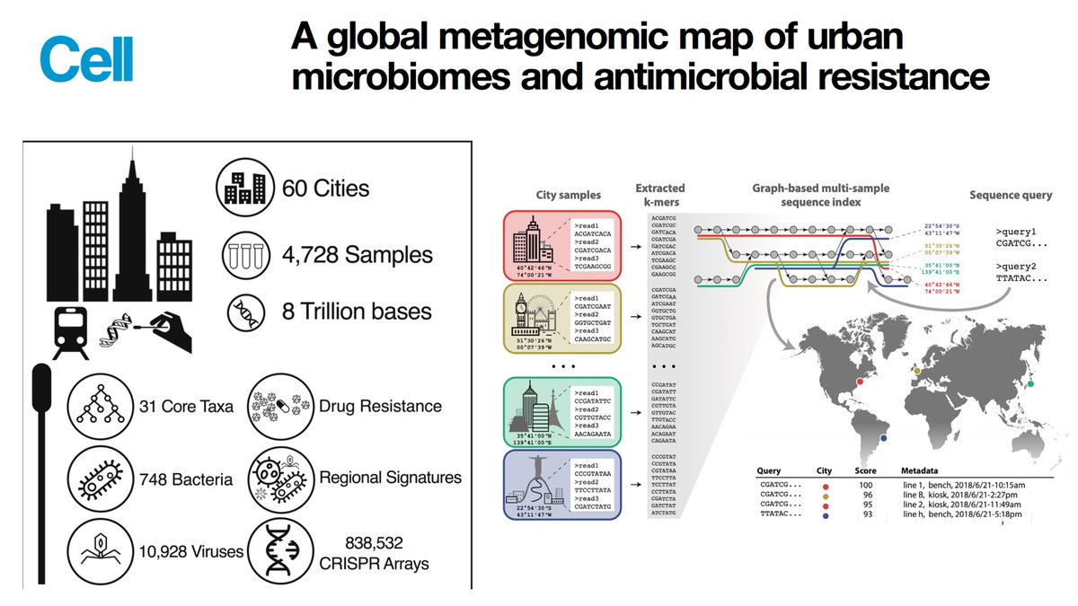 Eric Topol (@erictopol) on Twitter photo Just published <a href="/CellCellPress/">Cell</a>
A tour de force in metagenomics: Urban microbiomes from 60 cities around the world
"If you gave me your shoe, I could tell you with about 90% accuracy the city in the world from which you came" —<a href="/mason_lab/">Chris Mason</a>
cell.com/cell/fulltext/… <a href="/metasub/">MetaSUB Research</a> Just published <a href="/CellCellPress/">Cell</a>
A tour de force in metagenomics: Urban microbiomes from 60 cities around the world
"If you gave me your shoe, I could tell you with about 90% accuracy the city in the world from which you came" —<a href="/mason_lab/">Chris Mason</a>
cell.com/cell/fulltext/… <a href="/metasub/">MetaSUB Research</a>
