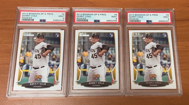 Gerrit Cole RC PSA 9 Slabs for Sale:
2013 Bowman Draft Picks & Prospects PSA 9 RC
$23 each shipped
$50 shipped for all 3
Prices are PayPal G&S
@sports_sell @Hobby_Connect @HobbyConnector https://t.co/1w659VAWbY