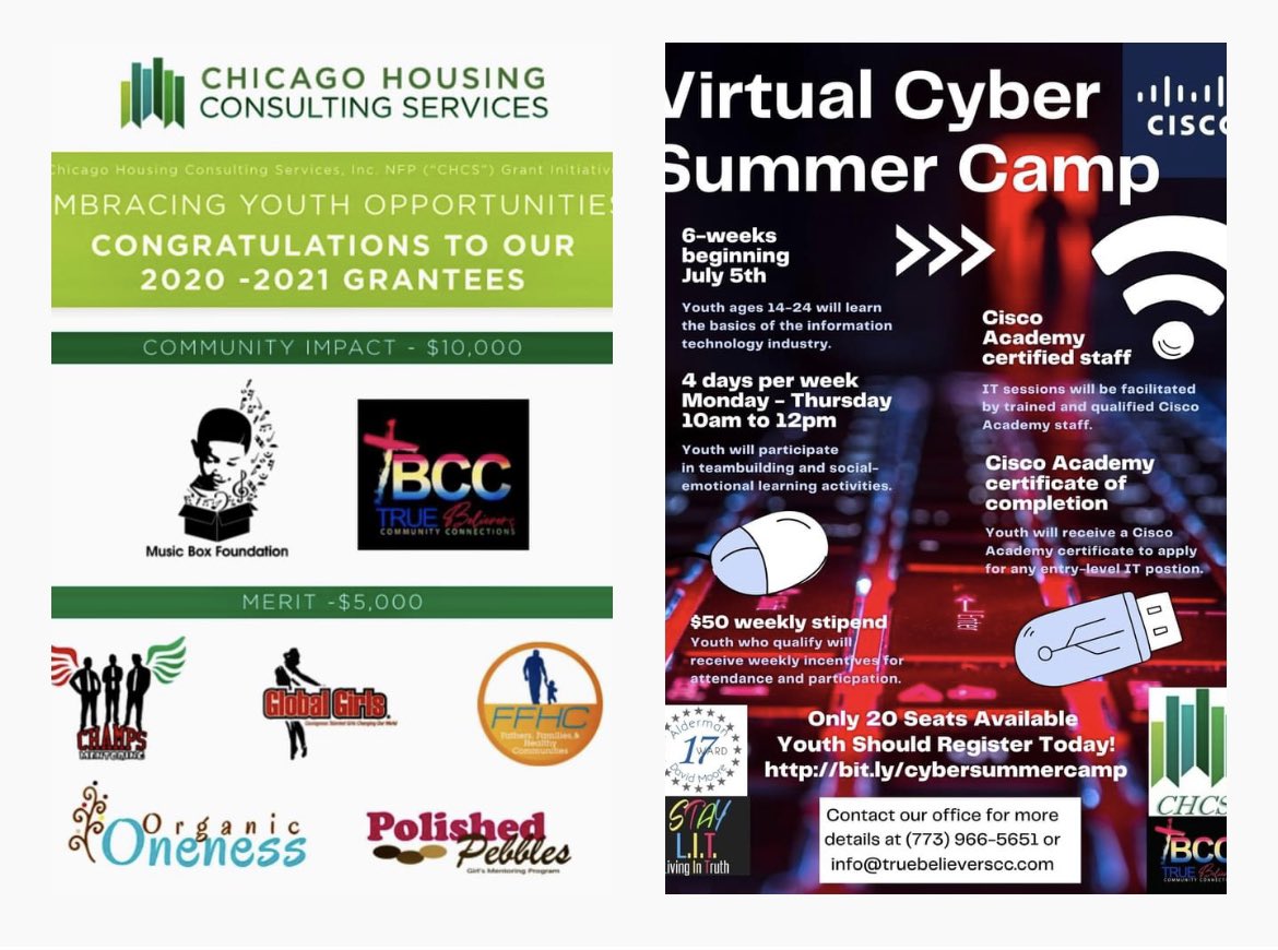 CarolCollum's tweet photo. Thank you sponsors and community partners who continuously support our youth programs and activities. Because of you, we are able to offer a 6-Week Virtual Cyber Summer Camp to youth ages 14-24 in the local community. 
https://t.co/6DKwOk1agV
info@truebelieverscc.com https://t.co/EbnBriJ9pU