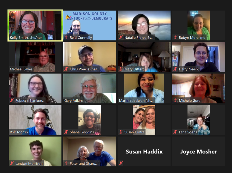 Our newly elected Exec Cte met tonight for the 1st time and we are all excited to be a part of such a wonderfully diverse and committed team of volunteers. 
Congrats to Martina Jackson &amp; Reid Connelly on their re-election as Chair &amp; Vice Chair! 
#MadCoDems #Reorg2021 <a href="/KyDems/">Kentucky Democrats</a>