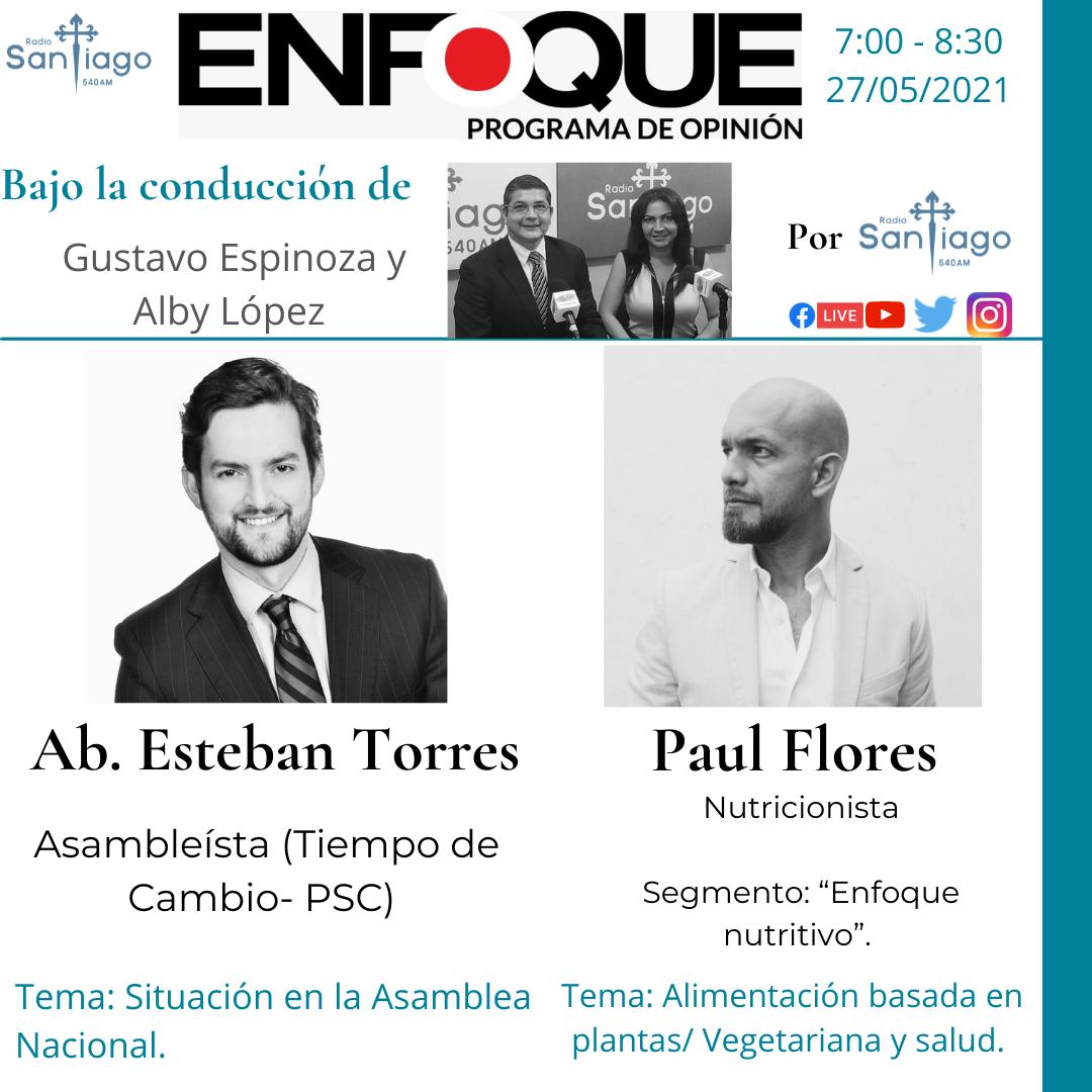 Mañana nos acompañará <a href="/etorrescobo/">Esteban Torres Cobo</a>, Asambleísta por Tungurahua. 
Además, no te pierdas del segmento de nutrición.

🔵Sintoniza en 540am, en nuestra página web y redes sociales. Además ya se encuentra disponible la app de Radio Santiago en Google Play.