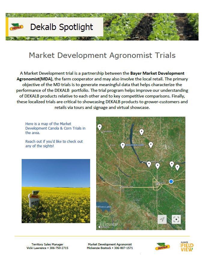 Did you know the Bayer Market Development program runs local, full field scale #Dekalb trials each year?
Local map below * *
You also have the ability to map your own on farm trials through <a href="/FieldViewCanada/">FieldView Canada</a> &amp; it’s free to sign up! <a href="/Bayer4CropsCA/">Crop Science Canada</a> #BayerExperience #tipoftheweek