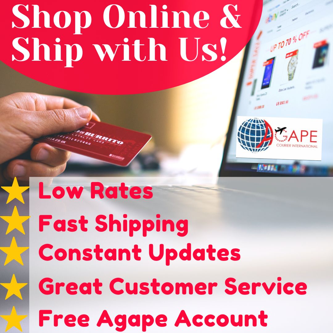 Serving low rates and so much more goodies you'll love! 5 star service, nothing less. Shopping online is so much easier when shipping with us! Sign up Now at agapecourier.com #shipwithagape #1courierinjamaica