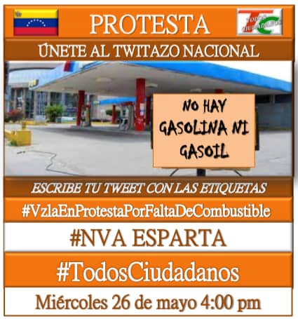 Yayatirapegui's tweet photo. #VzlaEnProtestaPorFaltaDeCombustible #TodosCiudadanos  #NvaEsparta 
Sin combustible se detiene el pais https://t.co/JbYMwfiPqf