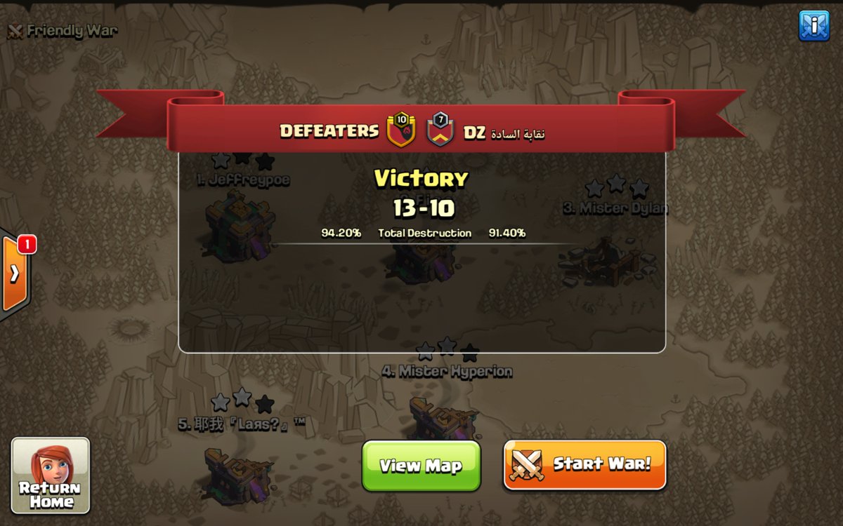 Another OP war from the boys today
this one in <a href="/BlitzKrieg_1/">Abdulaziz</a> ESL Pro

GG نقابة السادة DZ

⭐️⭐️⭐️: <a href="/Jeffreypoee/">Jeffrey</a> 
⭐️⭐️⭐️: <a href="/FiceDoesClash/">FiceDoesClash</a> 
⭐️⭐️⭐️: <a href="/DylanClash3/">Dylan</a> 

#DefeatersOP <a href="/DefeatersOP/">Defeaters</a> 

thank you <a href="/MaraJadeBB/">Mara Jade</a> for the stream