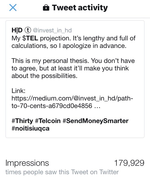 invest_in_hd's tweet photo. I’m shocked. I didn’t think this article would have this much visibility. Thanks for sharing, reading, and discussing it. Cheers to reaching this price 🥂
#Thirty $TEL #SendMoneySmarter #noitisiuqca https://t.co/e1JclVFu6v