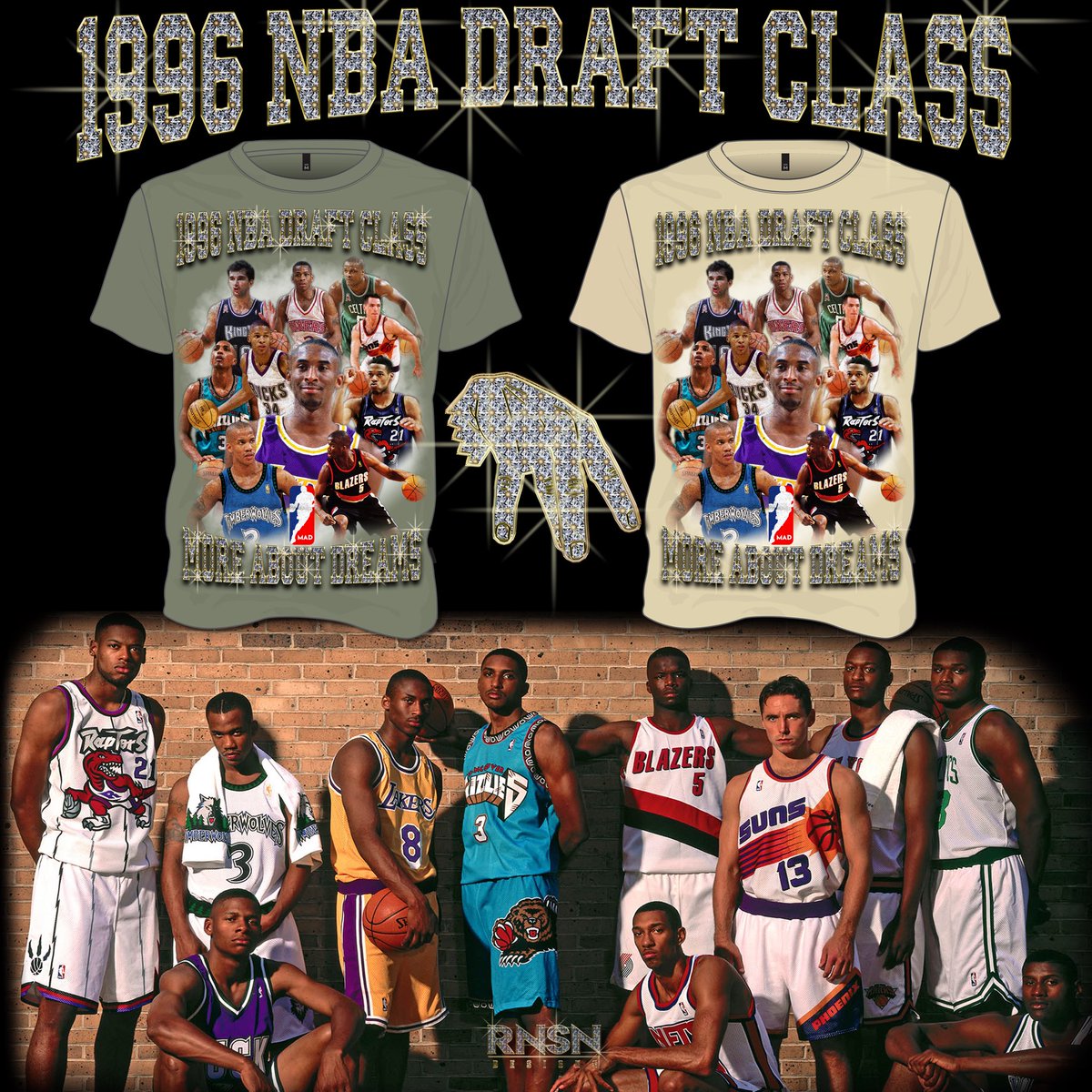 MoreAboutDreams's tweet photo. Who was your favorite player from the ‘96 draft ? 

Oh and btw New merch otw.. if you thought our quality was good before these ones will blow you away 😤

Graphic by @RNSNDesigns https://t.co/4HcXRvEjWl