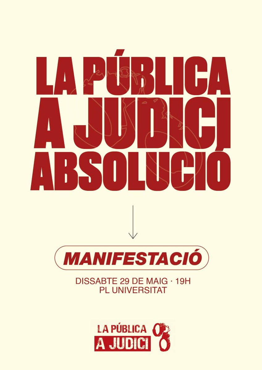 🔴 Aquest dissabte ens veiem als carrers! 🔴

🖇️ Reclamem l'absolució de <a href="/PublicaJudici/">LaPúblicaAJudici</a>, mostrem el nostre suport a les encausades i denunciem la repressió!

💥 Ens veiem a Plaça Universitat aquest dissabte a les 19h 💥