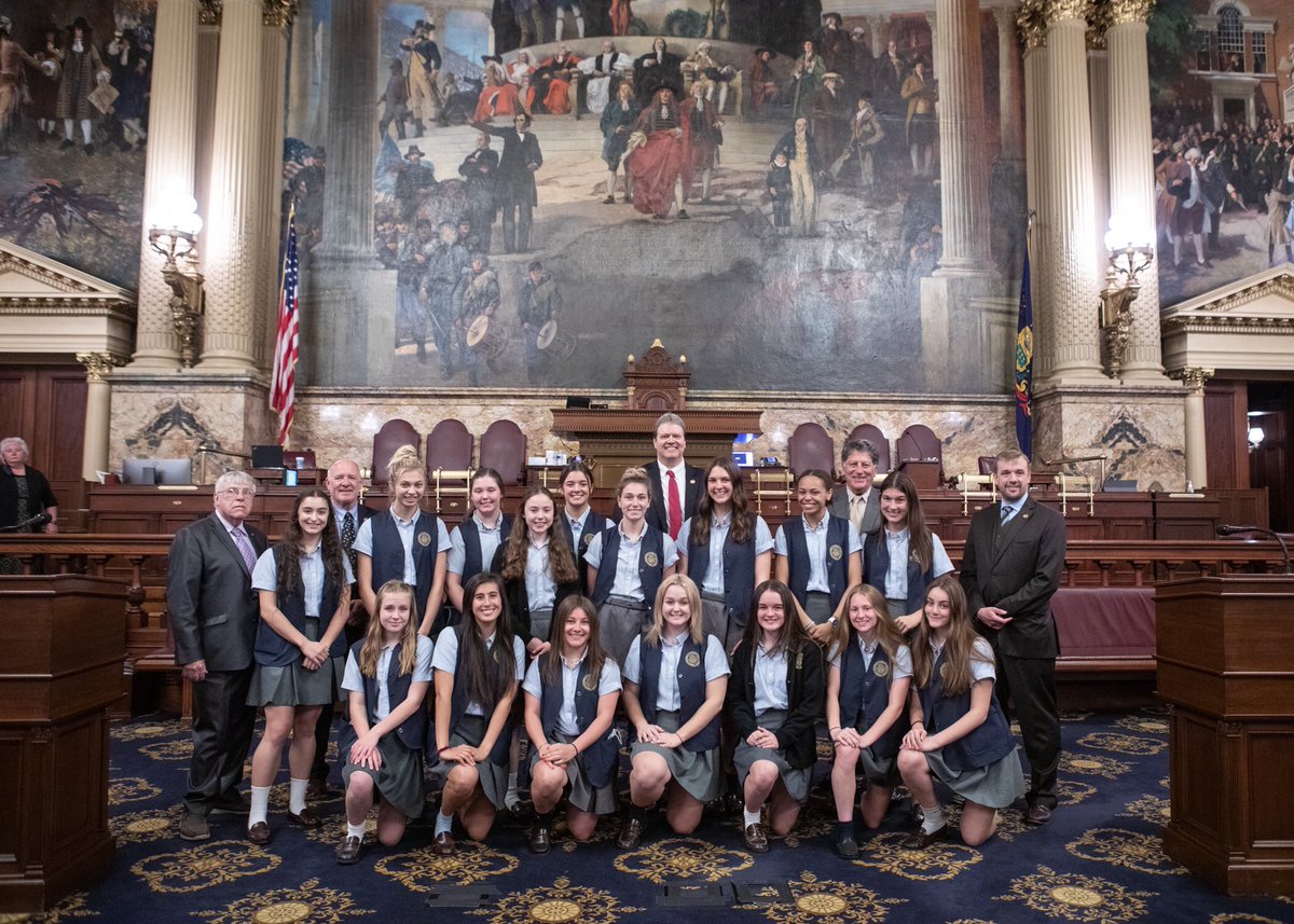 RepSchmitt's tweet photo. I love hanging out with fellow basketball players and these ladies are the real deal! Here’s our PIAA Class 1A state champs...the Bishop Guilfoyle girls basketball team!! https://t.co/B2WKmpLt9i