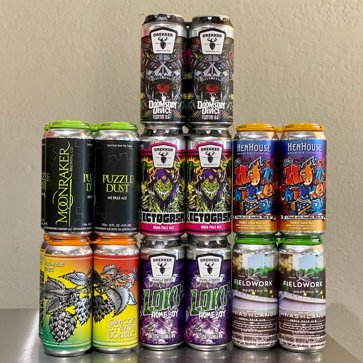 We have you covered! Mix of <a href="/DrekkerBrewing/">Drekker Brewing</a> @moonrakerbeer <a href="/HenHouseBrewing/">HenHouse Brewing Co.</a> @FieldworkBrewCo beers now available in cans! Cheers 🍻