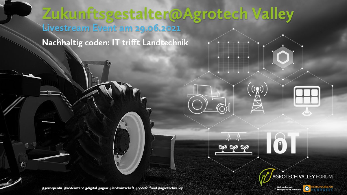 AgrotechValley's tweet photo. Du bist auf der Suche nach Karrieremöglichkeiten in der Softwareentwicklung? Werde Zukunftsgestalter im @AgrotechValley. Livestream Event am 29.06.2021.
Mehr erfährst Du im Link 👉 https://t.co/Ow9D8XkcPk #gerneperdu #bodenständigdigital #agrar #landwirtschaft #codeforfood https://t.co/CGitGolQHF