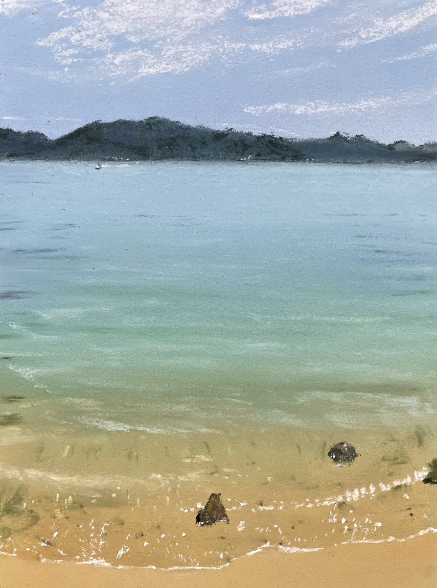 RT @zhtsss: パステル画ですが、左が瀬戸内海の向島、右が有明海。海の