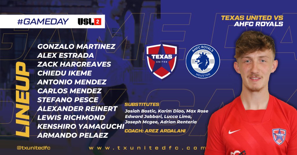 Our lineup tonight vs. AHFC Royals! 👊🏼 #LetsGoUnited