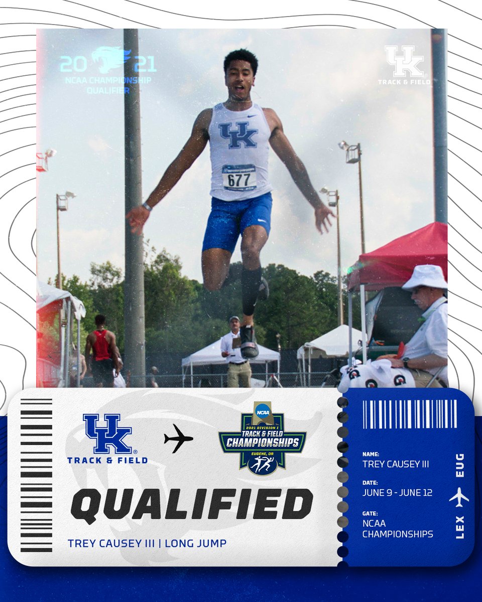 KentuckyTrack's tweet photo. Awesome stuff from @trey_causey moving on to Eugene in the #NCAATF Long Jump! 

✈️ #UKTF x #BBN 😼 https://t.co/ifbNdBsCb2