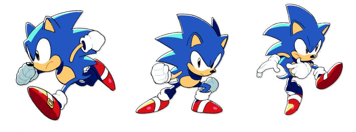 sonic the hedgehog 1boy male focus gloves running furry shoes multiple views  illustration images