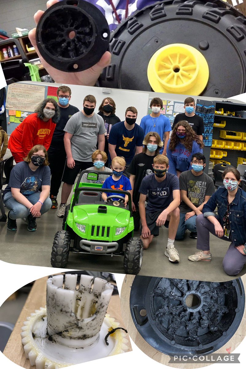 Liam’s car had a broken gear and worn out wheel hub, so my Robotics students used CAD to model the part, 3D print it, and get Liam back on the road! #BLHSRobotics #TheBobcatWay <a href="/BL_CTE/">Basehor-Linwood CTE</a> <a href="/blschools458/">USD 458</a> <a href="/BotsKC/">BotsKC</a>