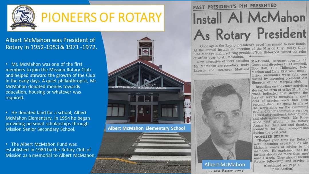 MissionRotaryAM's tweet photo. Day21 of #75daysofRotary ⁠

#PioneersofRotary
In the past 75 years in #MissionBC,  many great #Rotarians have made huge impacts not only on our clubs but also on #MissionBC.
⁠Like &amp; retweet for a chance to win a gift Card to a #MissionBC restaurant. https://t.co/4Mkbqn9pwq