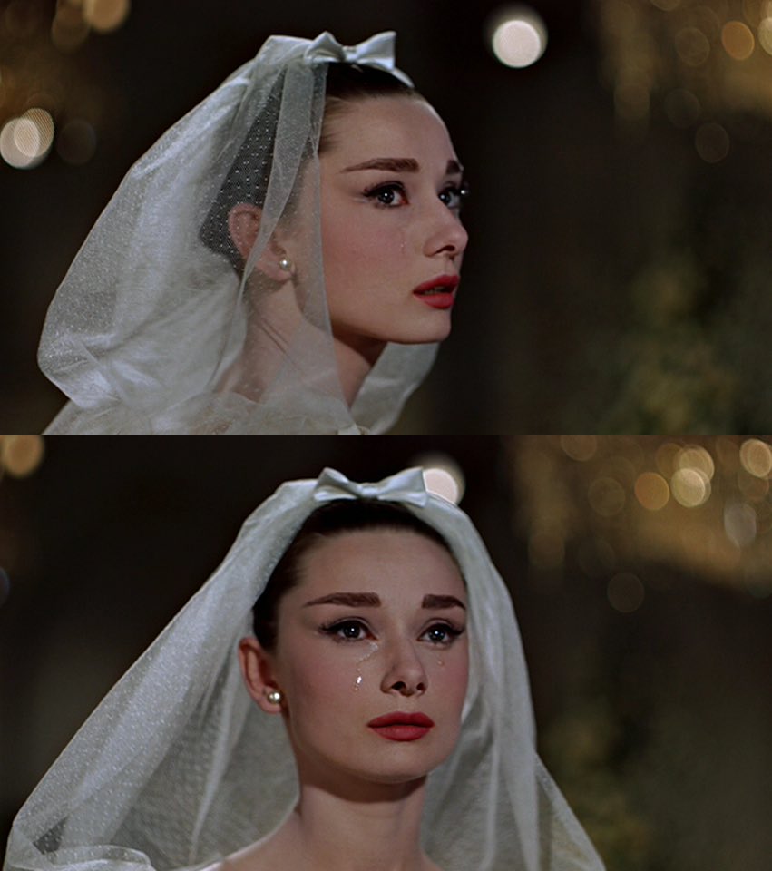 behindtfilter's tweet photo. when i tell u i cried at ariana grande’s vail being a nod to audrey hepburn’s in funny face 😭 vera wang... no words just stunning https://t.co/0NpQA2VhaN