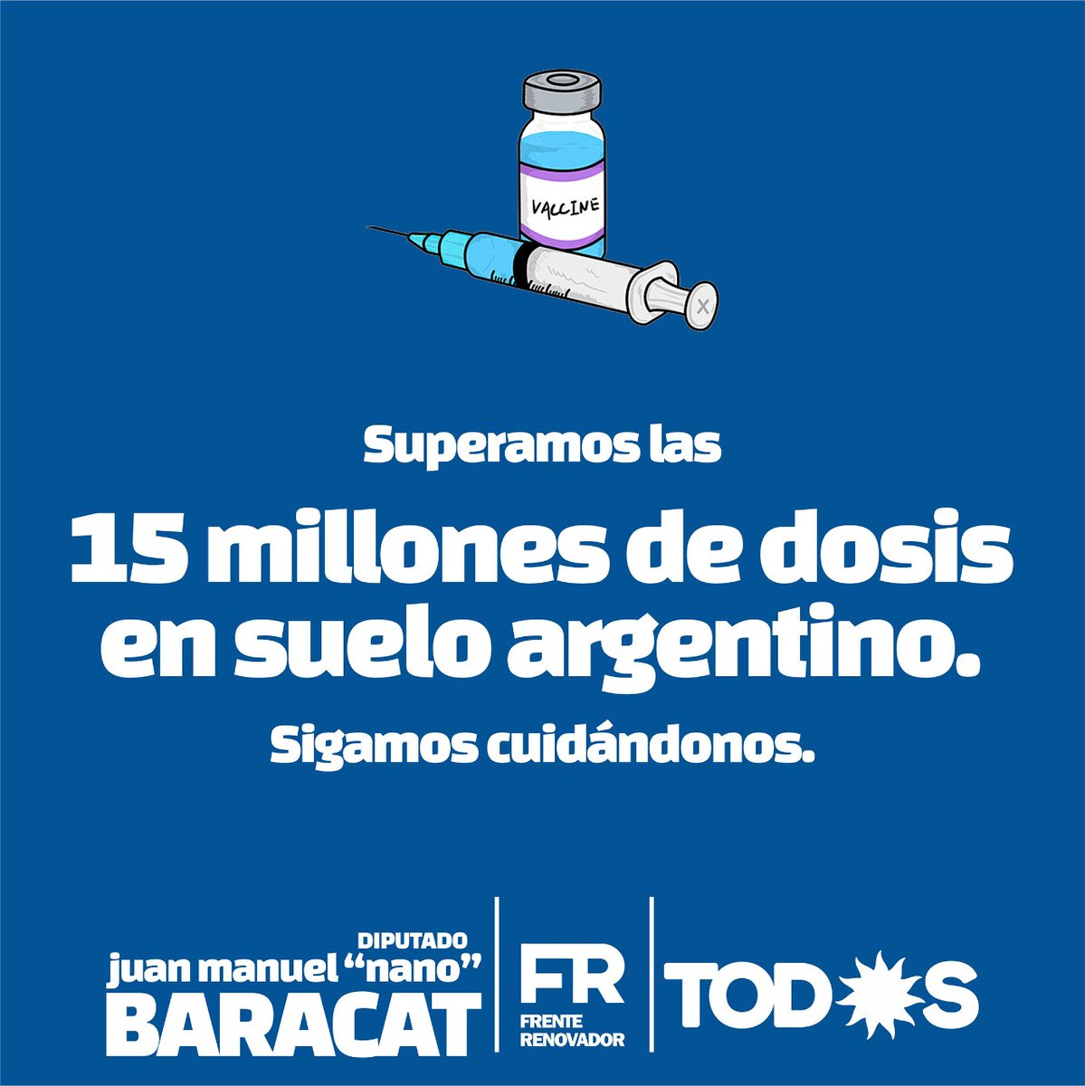 ManuelBaracat's tweet photo. En total ya llegaron al país 15 millones de dosis, de las cuales cerca de 3.000.000 ingresaron en las últimas 72 horas. Cada vacuna es una esperanza, un paso más que damos para dejar atrás la pandemia. 💉🇦🇷

#AcaEstánLasVacunas https://t.co/Rm35W3QDrB