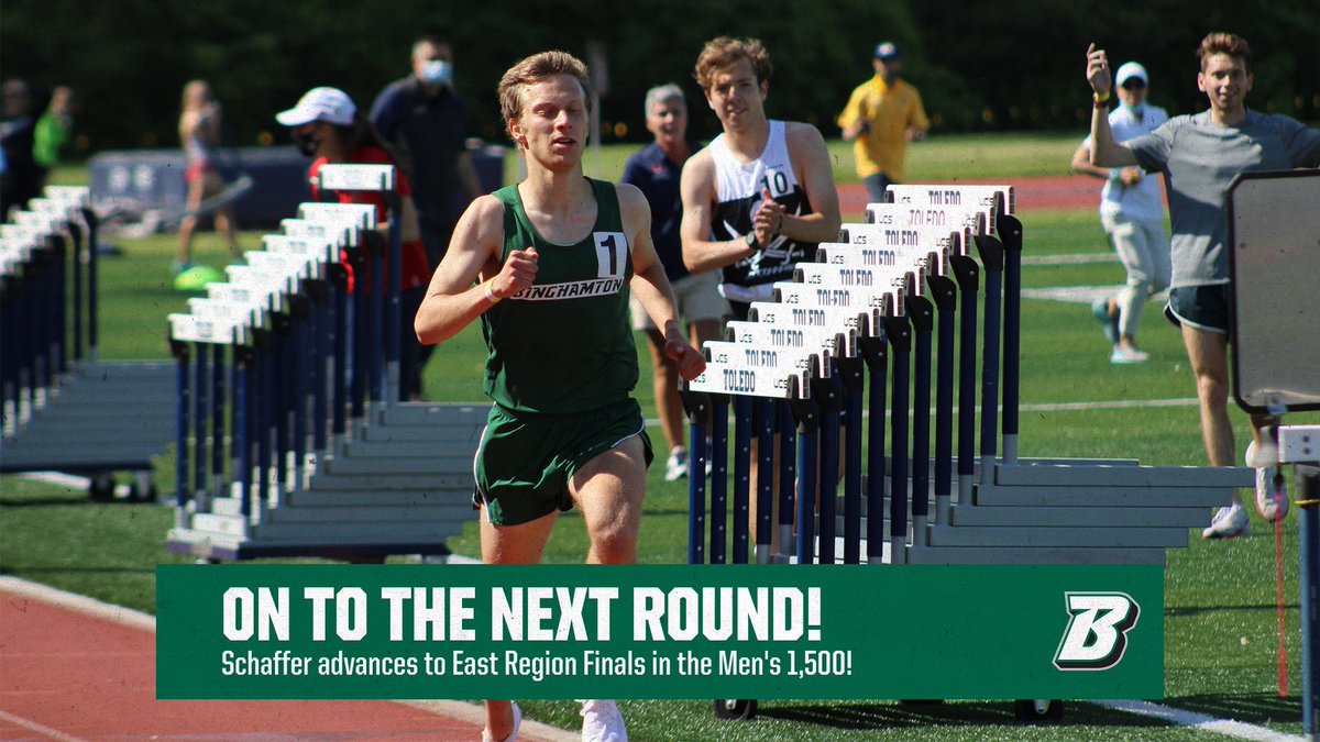 BinghamtonXCTF's tweet photo. Dan Schaffer advances to Friday’s men’s 1500 Final at the NCAA East Region Meet!!

#BingPride https://t.co/0c4StLLy5w