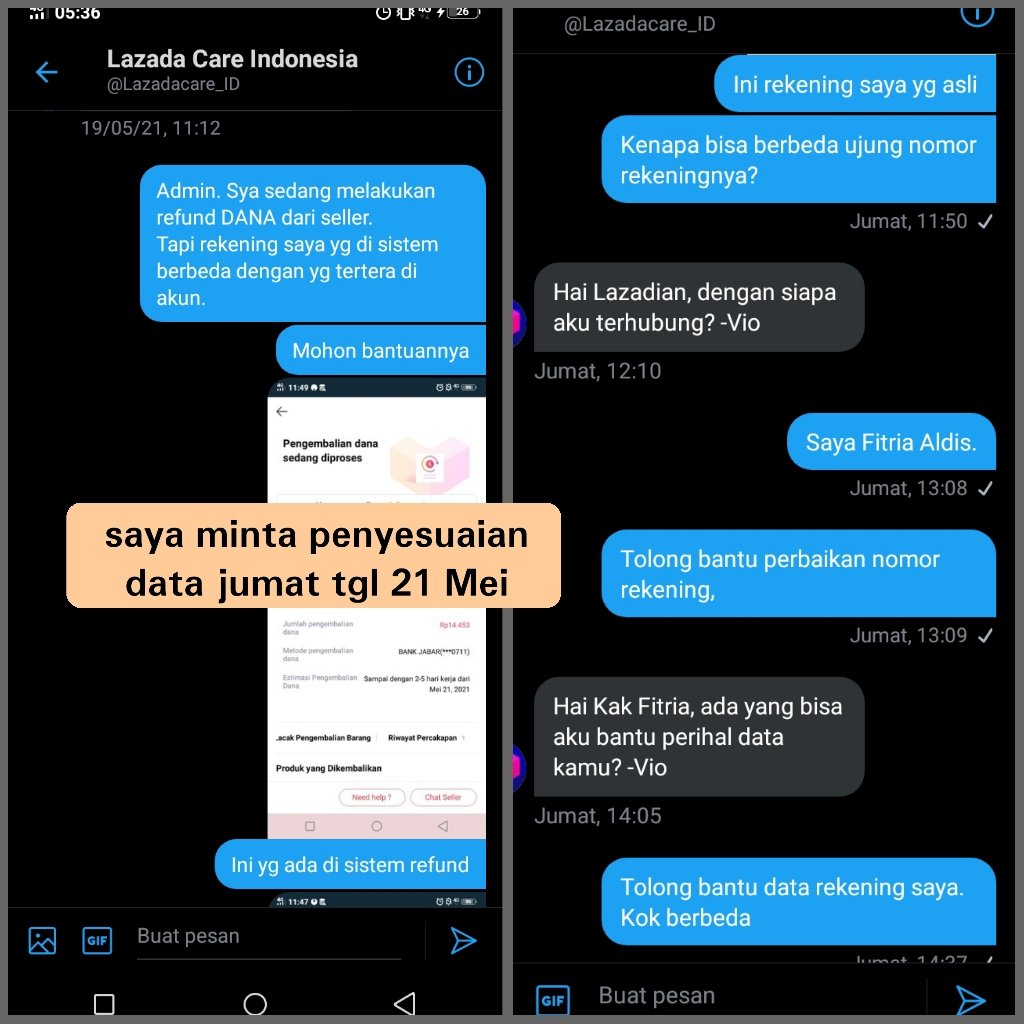 Minoyster14's tweet photo. Dri tgl 21 minta penyesuaian data sy disruh tunggu 2-5hri kerja. Tgl 26 sruh tunggu smpe 31 mei.Sorry sy bawel krn tu uang sy jd HAK sy utk terus push kinerja kalian #lazada #complaintlazada #komplainlazada #lazadazonk https://t.co/lTWwHTHUTO